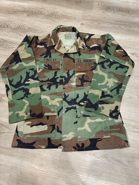 U.S. Marines Retired Woodland Unisex Med Camouflage Field Top Green/Brown/Black